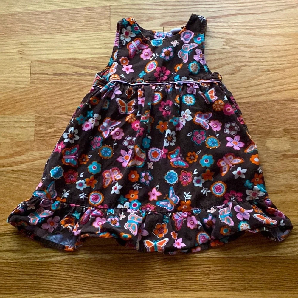 Oshkosh Vintage Brown‎ Floral Corduroy Dress 24 Months